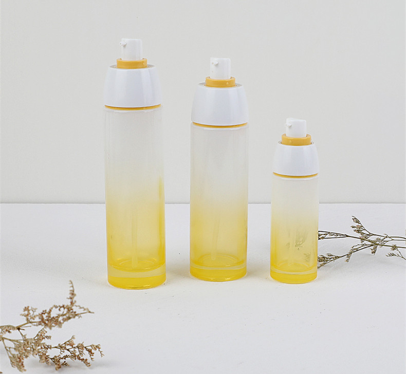 40ml 100ml 120ml Gradient Colour Glass Round Cosmetic Lotion Bottle Press Pump Bottle with Cover