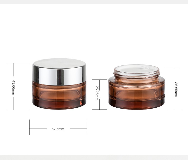 30g 50g Luxury Amber Glass Cream Jar Colour Customized Facial Face Cream Bottle