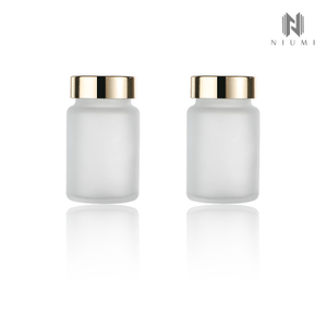60ml Glass Bottle Capsule Glass Container Frosted with Electroplated Cap Ready Stock