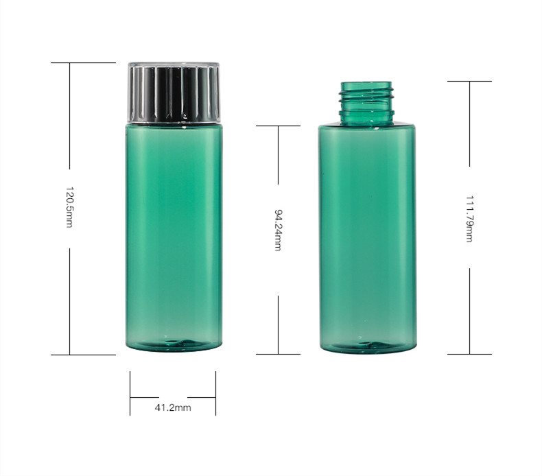 Customized plastic bottle with Black screw top for skin care serum and toner