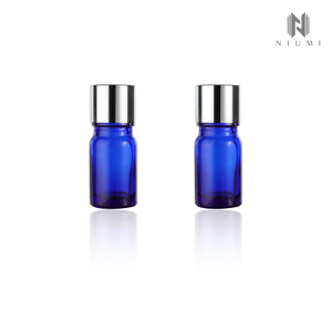 10ml Blue Glass Bottle with Aluminum Screw Cap Toner Serum Bottle Customized Print