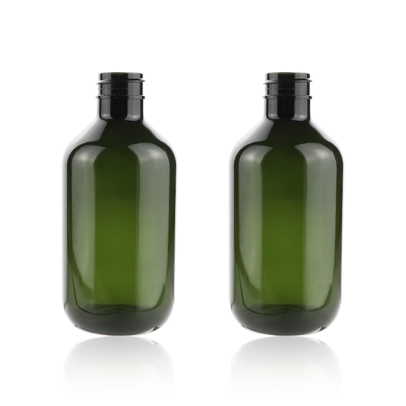 300ml Dark Green Round Plastic Bottle, Pump Lotion Bottle for Shampoo, Conditioner, Personal Care Pet Bottle
